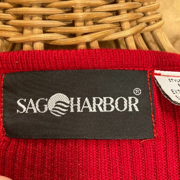 SAG HARBOR RED KNIT LONG SLEEVE SWEATER CARDIGAN SIZE XL - Picture 3 of 6